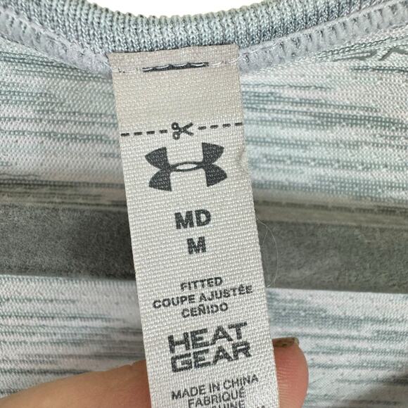 Under Armour Pale Purple Heather Long Sleeve Threadborne Mesh Athletic Top Sz M - Picture 6 of 6